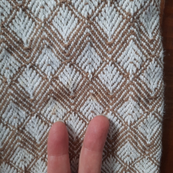 Woven Brown White Fringe Ends Boho Neutral Table Runner 13×70 - Picture 7 of 7